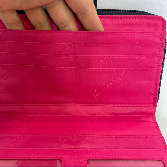 Vera Bradley Black and Pink Floral Wallet Dogwood KISS-n-Snap Wallet - Picture 8 of 10